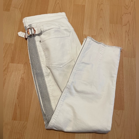 Pilcro and the Letterpress Anthropologie High-Rise Striped Slim Jeans White 30 - Picture 3 of 8